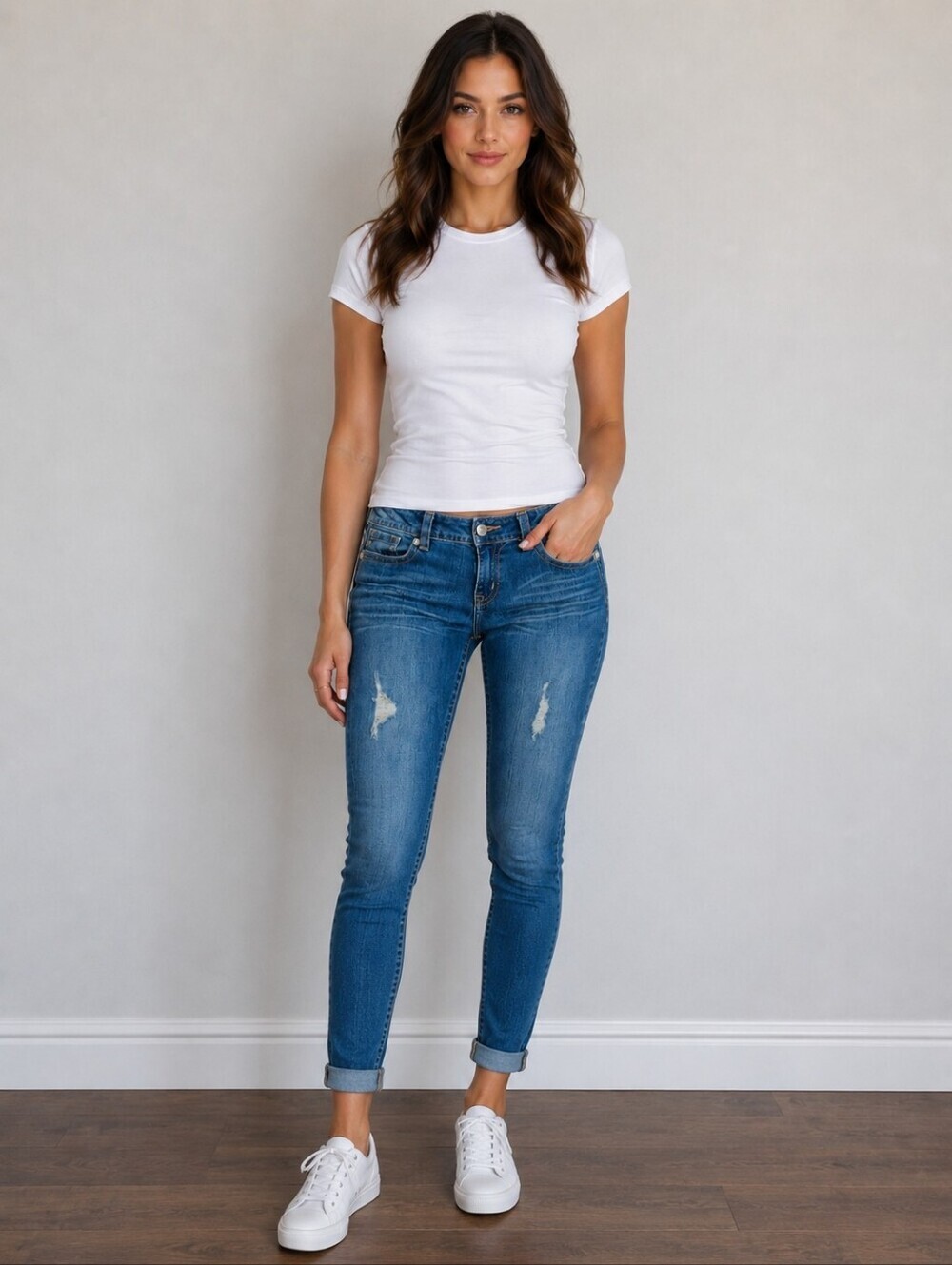 Miss Me Mid Rise Cuffed Skinny Jeans Distressed Stretch Denim 29